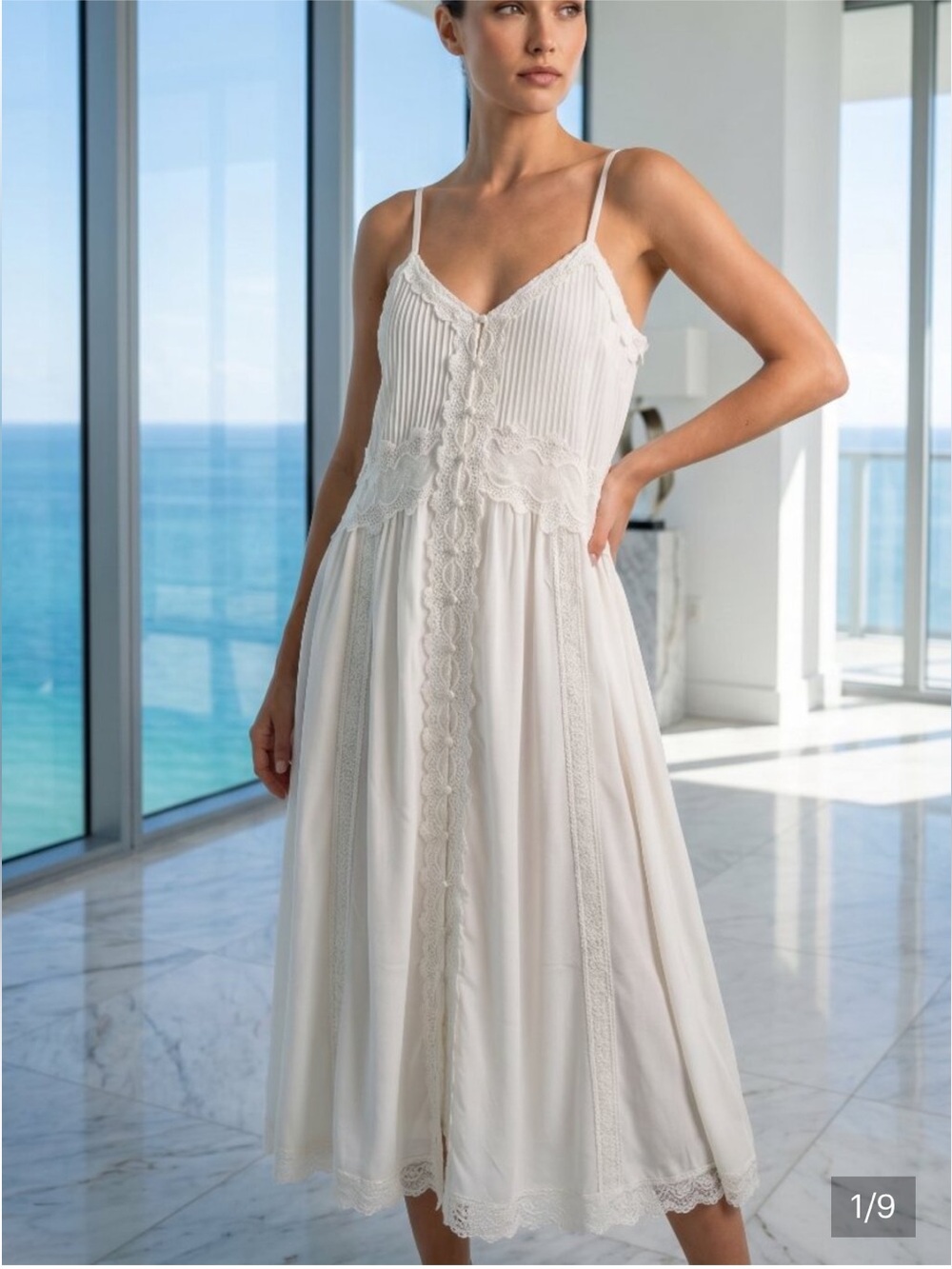 NWT Caroline Constas White Lace Midi Dress XS, Bridal, BOHO